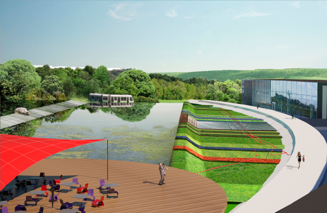Architectural and engineering proposal on the housing project in Ilinskoe. View of the city center � Vissarionov Studio