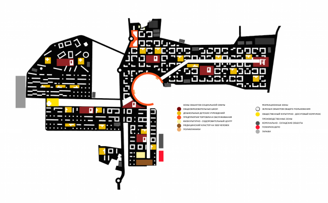 Architectural and engineering proposal on the housing project in Ilinskoe. Functional zone layout  Vissarionov Studio