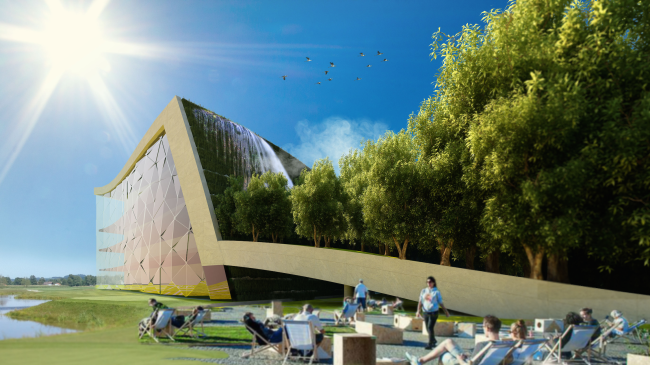 Architectural concept of "Ishim" techno-park. View of the educational/expo complex � Totan Kuzembaev Studio