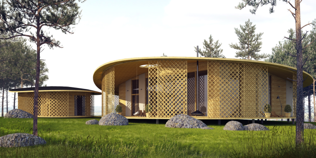 Architectural concept of "Ishim" techno-park. "Fjordland" House  Totan Kuzembaev Studio
