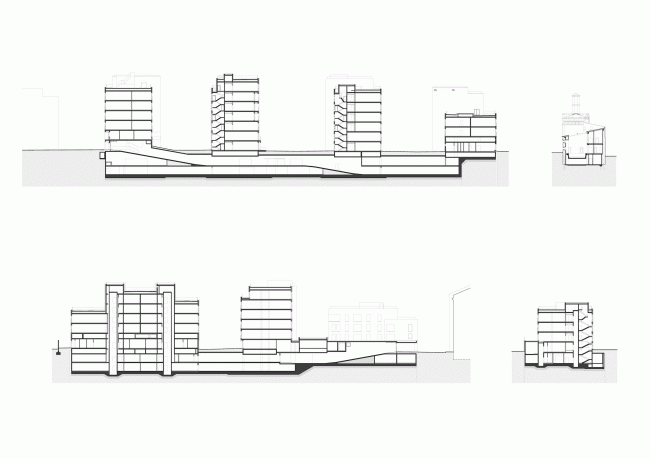 Residetial complex at the Leo Tolstoy Street. Section views   "Sergey Kiselev and Partners"