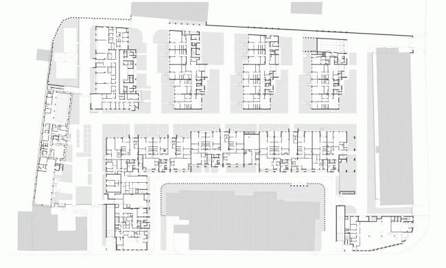 Жилой комплекс на улице Льва Толстого. План 1 этажа © «Сергей Киселев и Партнеры»