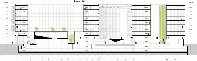 Rusian Olympic Committee HQ. Section view  "Reserve"