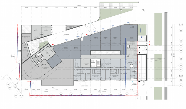 Multifunctional residential development in Khamovniki (Quarter 5 of "Sadovye Kvartaly" complex). The first level of the stylobate  Sergey Skuratov Architects