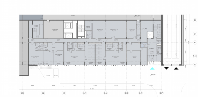 Multifunctional residential development in Khamovniki (Quarter 5 of "Sadovye Kvartaly" complex). Plan of the first level of Building 5.2  Sergey Skuratov Architects