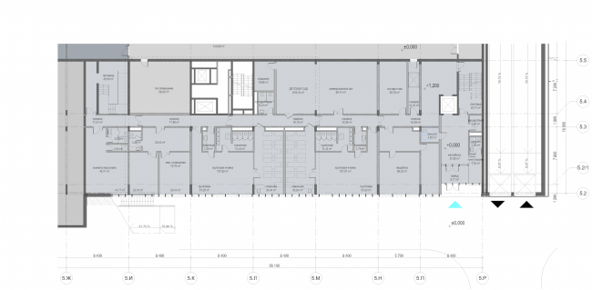 Multifunctional residential development in Khamovniki (Quarter 5 of "Sadovye Kvartaly" complex). Plan of the first level of Building 5.2 � Sergey Skuratov Architects