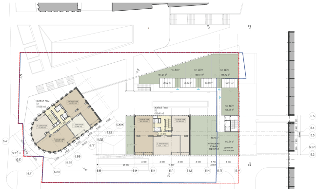 Multifunctional residential development in Khamovniki (Quarter 5 of "Sadovye Kvartaly" complex). Plan of the third floor of Building 5.1 � Sergey Skuratov Architects
