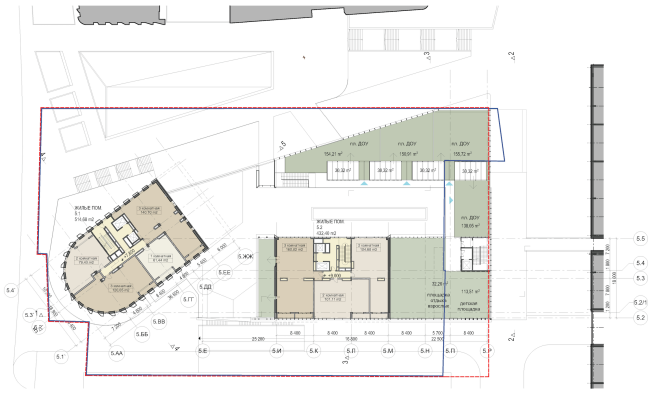 Multifunctional residential development in Khamovniki (Quarter 5 of "Sadovye Kvartaly" complex). Plan of the third floor of Building 5.1  Sergey Skuratov Architects