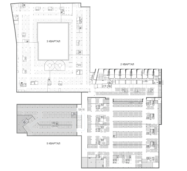 Multifunctional residential development in Khamovniki (Quarter 5 of "Sadovye Kvartaly" complex). Underground parking garage. Layout � Sergey Skuratov Architects