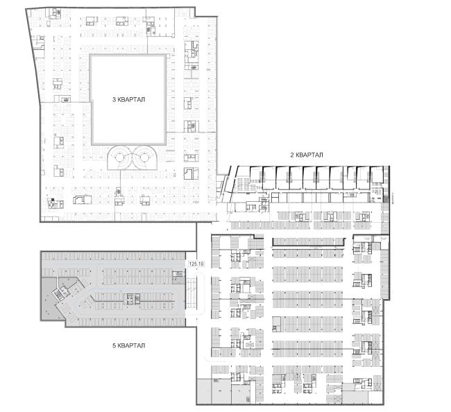 Multifunctional residential development in Khamovniki (Quarter 5 of "Sadovye Kvartaly" complex). Underground parking garage. Layout  Sergey Skuratov Architects