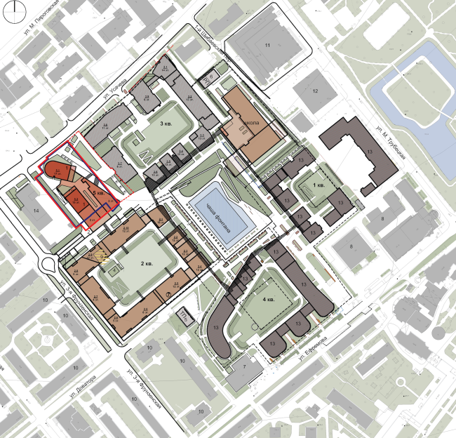 Multifunctional residential development in Khamovniki (Quarter 5 of "Sadovye Kvartaly" complex). Location plan � Sergey Skuratov Architects