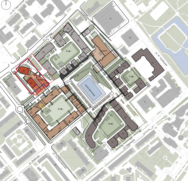 Multifunctional residential development in Khamovniki (Quarter 5 of "Sadovye Kvartaly" complex). Location plan  Sergey Skuratov Architects