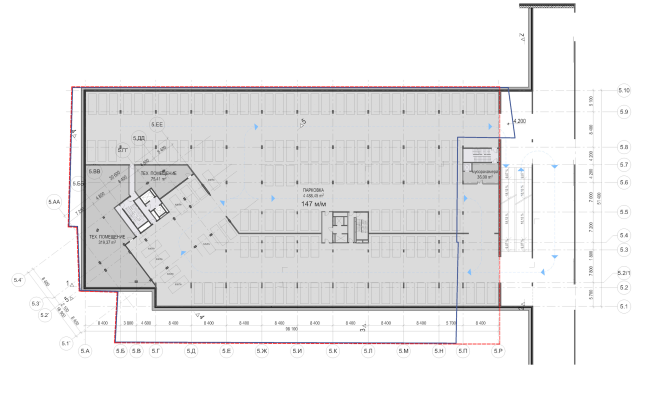 Multifunctional residential development in Khamovniki (Quarter 5 of "Sadovye Kvartaly" complex). Underground parking garage. Plan  Sergey Skuratov Architects