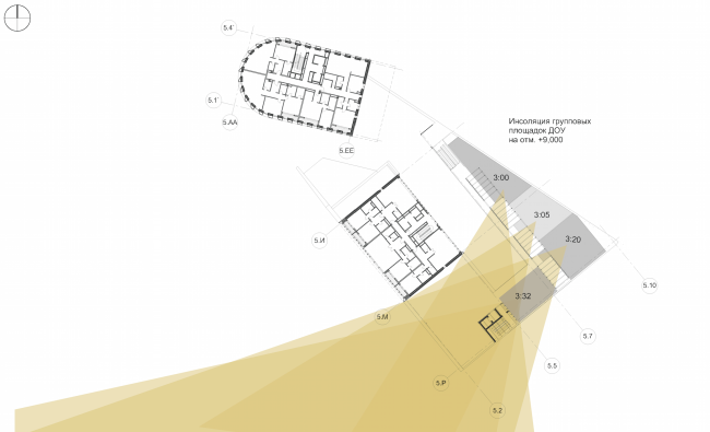 Multifunctional residential development in Khamovniki (Quarter 5 of "Sadovye Kvartaly" complex). Insolation of kindergarten venues  Sergey Skuratov Architects