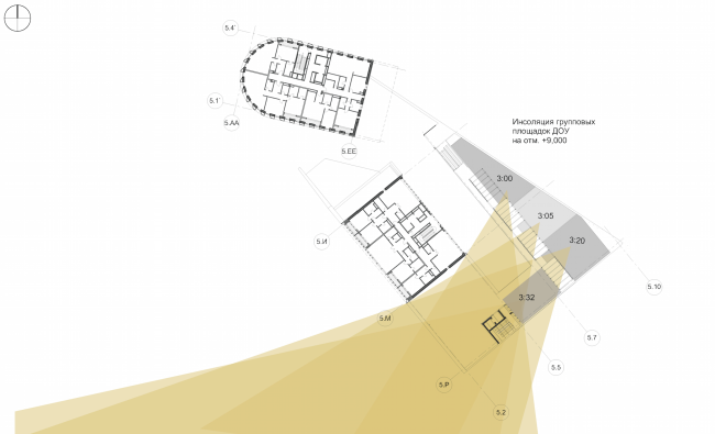 Multifunctional residential development in Khamovniki (Quarter 5 of "Sadovye Kvartaly" complex). Insolation of kindergarten venues � Sergey Skuratov Architects