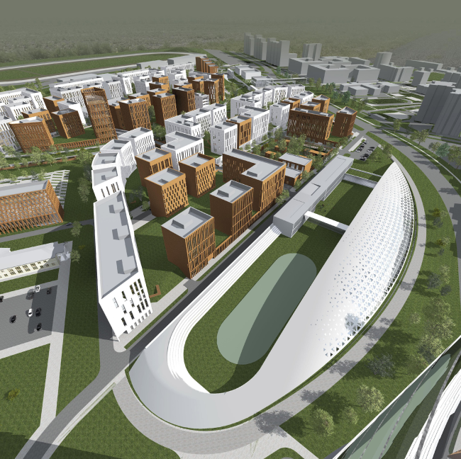 Project of building Kazan's "Sedmoye Nebo" ("Seventh Heaven") residential district. Bird's height view � Sergey Skuratov Architects