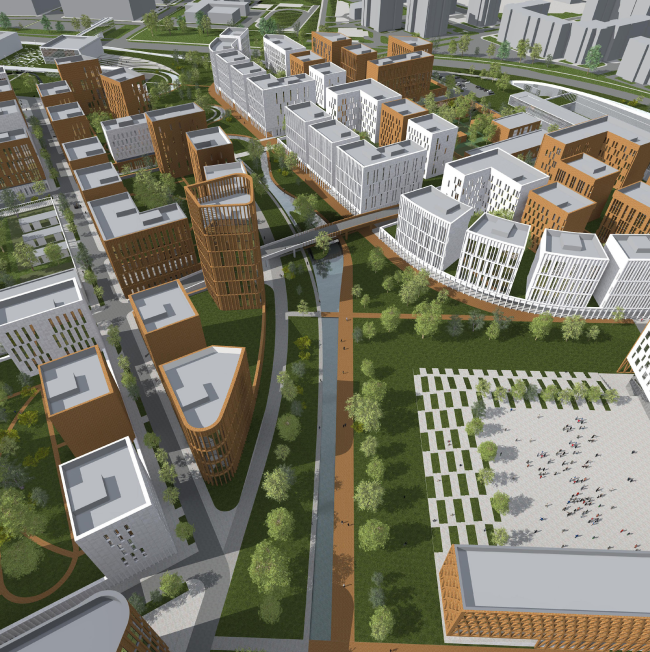 Project of building Kazan's "Sedmoye Nebo" ("Seventh Heaven") residential district. Bird's height view � Sergey Skuratov Architects