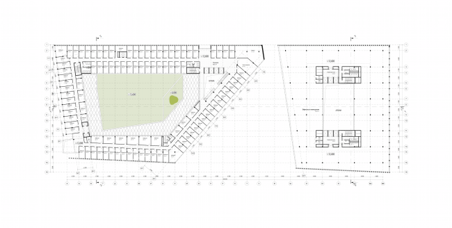 Rusian Olympic Committee HQ. Plan of the 4th floor. The committee offices on the left, the future investor's open space on the right � "Reserve"