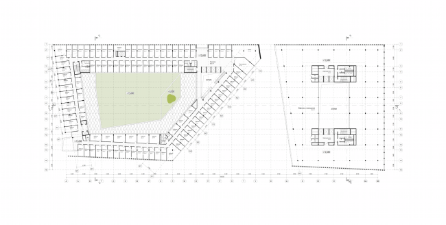 Rusian Olympic Committee HQ. Plan of the 4th floor. The committee offices on the left, the future investor's open space on the right  "Reserve"