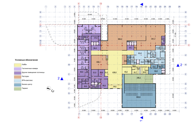 RADISSON BLU MOSCOW RIVERSIDE HOTEL&SPA. Plan of the first floor � Asadov Architectural Bureau; GrandProjectCity; Polyansky Institute of Architecture