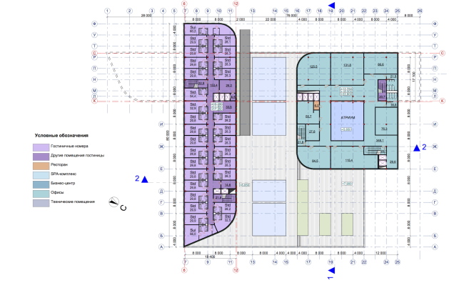 RADISSON BLU MOSCOW RIVERSIDE HOTEL&SPA. Plan of the 4-6 floors  Asadov Architectural Bureau; GrandProjectCity; Polyansky Institute of Architecture