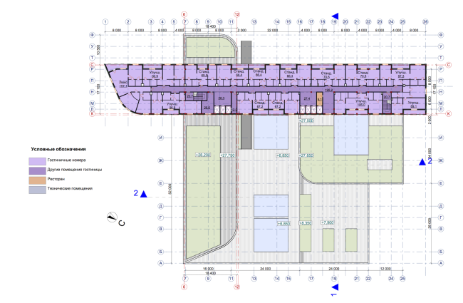 RADISSON BLU MOSCOW RIVERSIDE HOTEL&SPA. Plan of the 9-18 floors  Asadov Architectural Bureau; GrandProjectCity; Polyansky Institute of Architecture