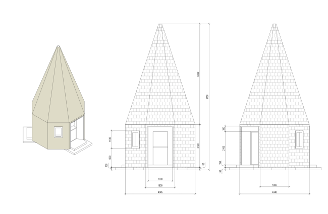 Kiosk. Facades and axonometry. Urban farm at VDNKh. Overview. 1st phase. Photograph � WOWhaus