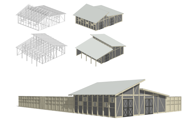 The shed for forage and machinery.Axonometry and overview.  Urban farm at VDNKh, 1st phase � WOWhaus