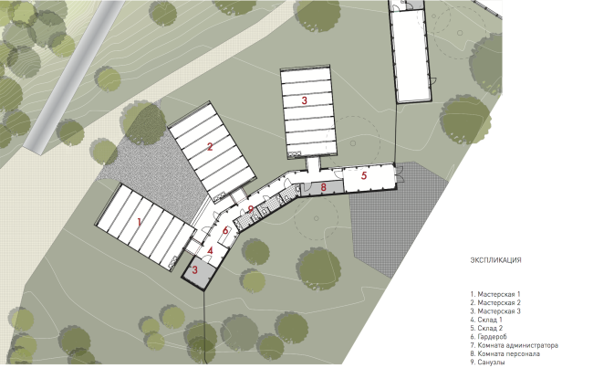 Workshops, plan. Urban farm at VDNKh, 2nd phase, project  WOWhaus