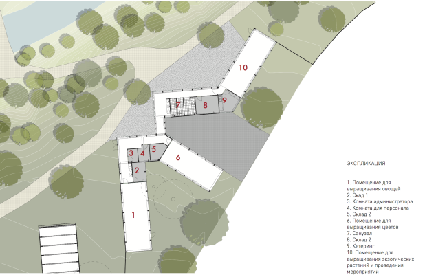 Conservatory, plan. Urban farm at VDNKh, 2nd phase. WOWhaus Bureau. Photograph  WOWhaus