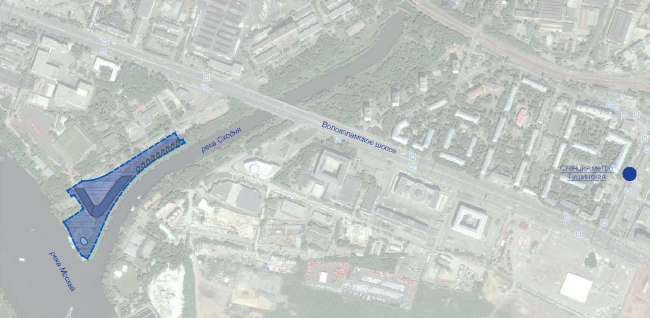 Radisson Blue hotel complex at the place of the confluence  of the Moskva and Skhodnya rivers. Location plan  Arch group