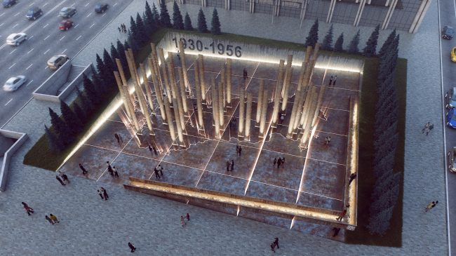 The memorial to the victims of political repressions at the Sakharov Avenue. Contest project  UNK project