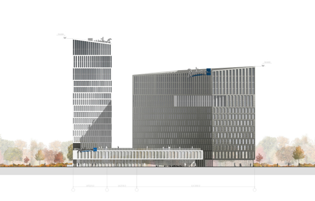 Contest project of Radisson Blu Moscow Riverside Hotel&SPA. Facade  "A.Len" architectural studio