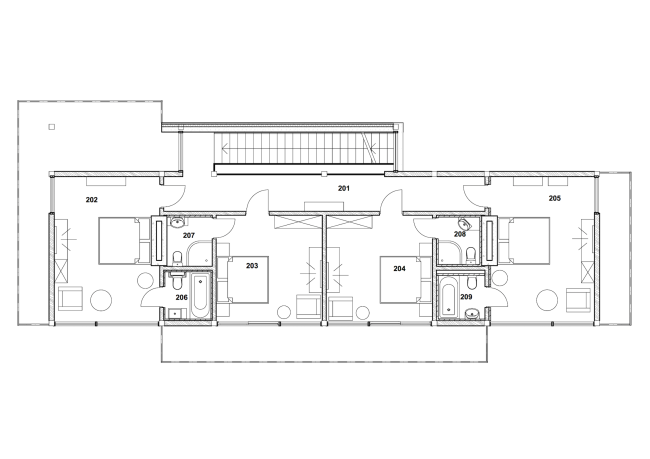 The project of "Forester Shack" guest house. Plan of the 2nd floor  Roman Leonidov architectural bureau