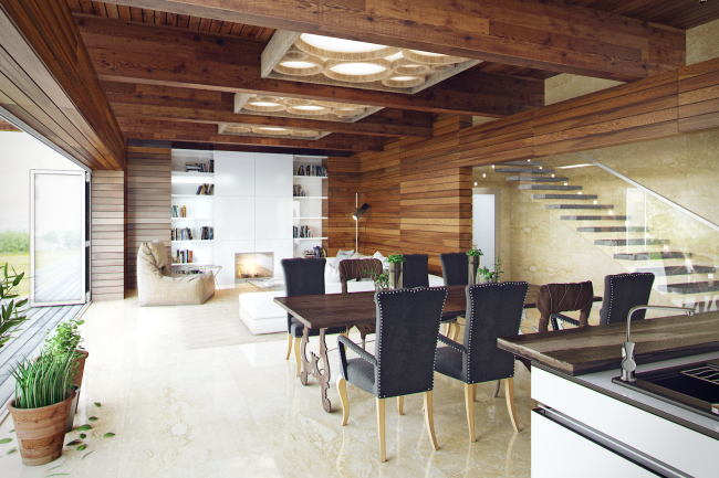 The project of "Forester Shack" guest house. Interior � Roman Leonidov architectural bureau