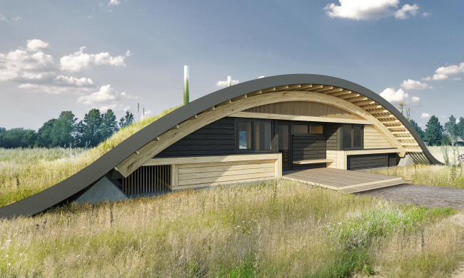 Hobbit Hall residence. Facade as viewed from the main entrance to the master house � Roman Leonidov Architectural Bureau