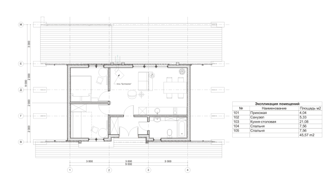 Hobbit Hall residence. Plan of the floor � Roman Leonidov Architectural Bureau