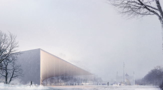 "Rosatom" pavillion at VDNKh. Southeast facade � UNK project