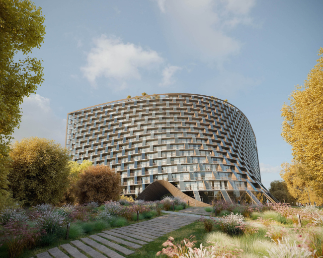 Гостиничный комплекс Radisson Blu на месте слияния Москвы-реки и реки Сходня © Arch group