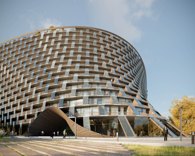 Гостиничный комплекс Radisson Blu на месте слияния Москвы-реки и реки Сходня © Arch group