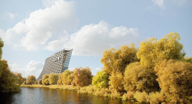 Гостиничный комплекс Radisson Blu на месте слияния Москвы-реки и реки Сходня © Arch group