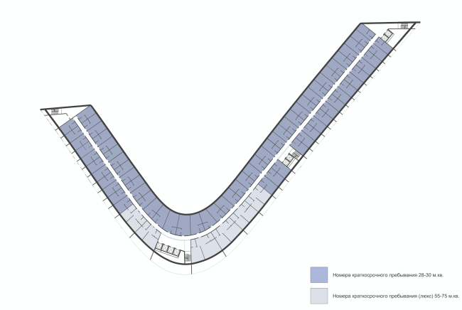Radisson Blue hotel complex at the place of the confluence of the Moskva and Skhodnya rivers. Plan of floors 2-4 � Arch group