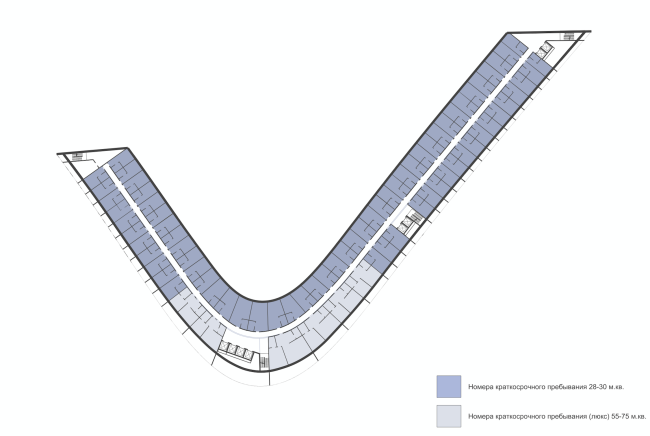 Radisson Blue hotel complex at the place of the confluence of the Moskva and Skhodnya rivers. Plan of floors 2-4  Arch group