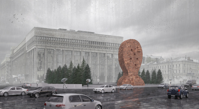 Project of the memorial to the victims of the political repressions on the Sakharov Avenue. Version 2: "Human head"  Arch group