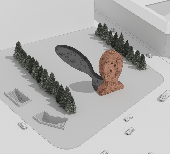 Project of the memorial to the victims of the political repressions on the Sakharov Avenue. Version 2: "Human head" � Arch group