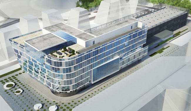 Research and Development center in Skolkovo. Overview from the side of the boulevard � ABD architects