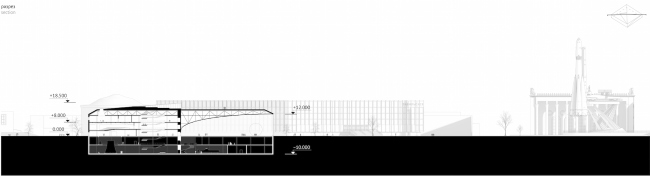 Павильон «Росатома» на ВДНХ. Разрез © UNK project