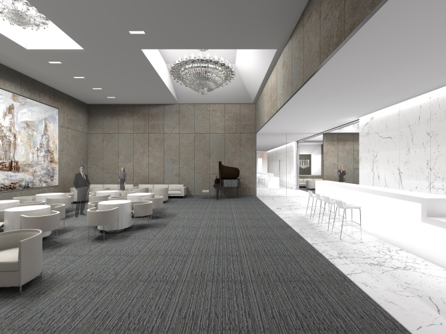 Renovating "Golden Circle Lounge" into "Russian Lounge" in the Kennedy Center of the Performing Arts. Visualization � Sergey Skuratov ARCHITECTS