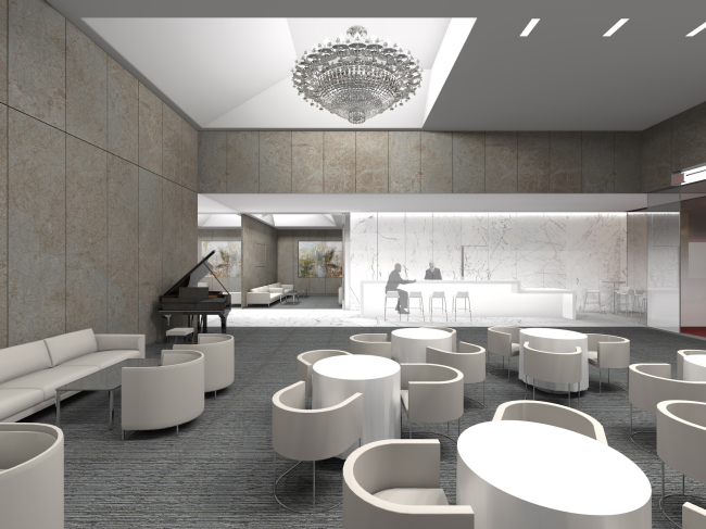 Renovating "Golden Circle Lounge" into "Russian Lounge" in the Kennedy Center of the Performing Arts. Visualization � Sergey Skuratov ARCHITECTS