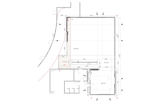 Renovating "Golden Circle Lounge" into "Russian Lounge" in the Kennedy Center of the Performing Arts. Plan  Sergey Skuratov ARCHITECTS